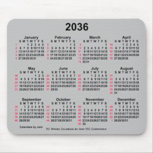 Mousepad Calendário ISO 2036 Silver 52 Semanas por Janz