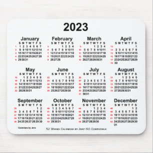 Mousepad Calendário ISO de 2023 White 52 Semanas por Janz