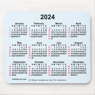 Mousepad Calendário ISO de 2024 Alice Blue 52 Semanas por J