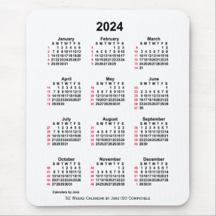 Mousepad Calendário ISO de 2024 White 52 Semanas por Janz M