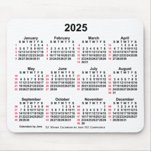 Mousepad Calendário ISO de 2025 White 52 Semanas por Janz M