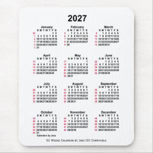 Mousepad Calendário ISO de 2027 White 52 Semanas por Janz
