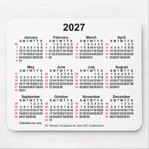 Mousepad Calendário ISO de 2027 White 52 Semanas por Janz