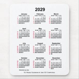 Mousepad Calendário ISO de 2029 White 52 Semanas por Janz