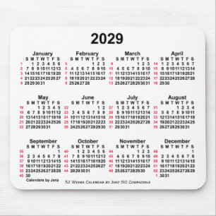 Mousepad Calendário ISO de 2029 White 52 Semanas por Janz