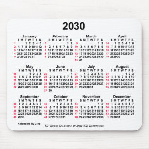 Mousepad Calendário ISO de 2030 White 52 Semanas por Janz