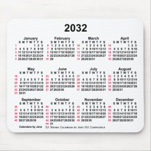 Mousepad Calendário ISO de 2032 White 52 Semanas por Janz