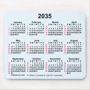 Mousepad Calendário ISO de 2035 Alice Blue 52 Semanas por J