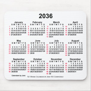 Mousepad Calendário ISO de 2036 White 52 Semanas por Janz