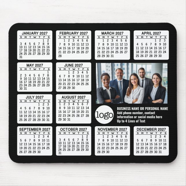 Mousepad Calendário - logotipo, negócios de foto (Frente)