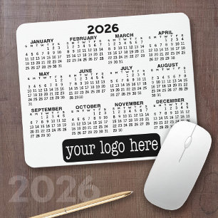 Mousepad Calendário - logotipo simples preto e branco moder