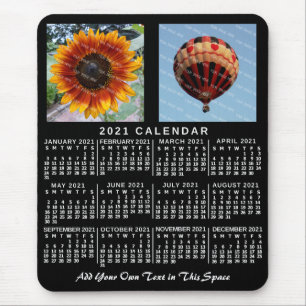 Mousepad Calendário Mensal 2021 Ano - 2 Fotos Personalizad