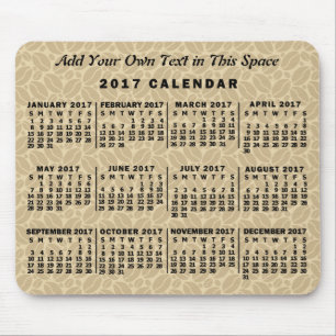 Mousepad Calendário Mensal de 2017 Feijões de Café Perso
