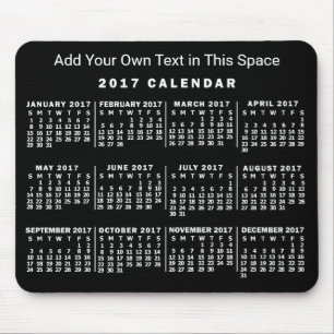 Mousepad Calendário mensal de 2017 - Preto e Branco person
