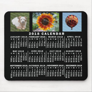 Mousepad Calendário Mensal de 2018 - 3 Fotos Personalizada