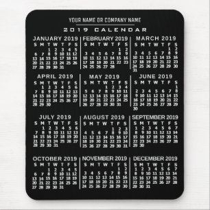 Mousepad Calendário Mensal de 2019 - Nome Personalizado Br