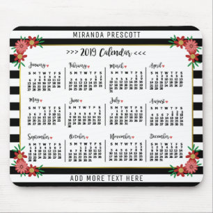 Mousepad Calendário Mensal de 2019  Tiras de pré-disquete