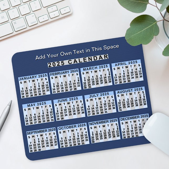 Mousepad Calendário mensal de 2025 anos Fácil de ler (Criador carregado)