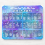Mousepad Calendário Mensal de 2025 Estrelas Blue Watercolor<br><div class="desc">Este calendário mensal mousepad / mousemat de 2025 anos mostra os dias da semana para cada mês em branco com um fundo azul e roxo que tem um efeito de coloração d'água tingido e estrelas abstrato. Esta design bonito vai ajudá-lo a conquistar o ano novo e sempre ter a data...</div>
