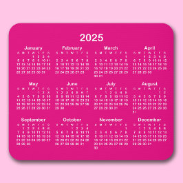 Mousepad Calendário Minimalista Rosa e Branco 2025