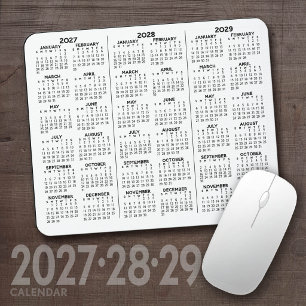 Mousepad Calendário Mínimo Simples 3 Anos 2027 2028 2029