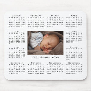 Mousepad Calendário moderno 2020 Sua Foto e Nome em Branco