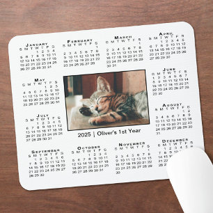 Mousepad Calendário moderno 2025 Seu nome de foto em branco