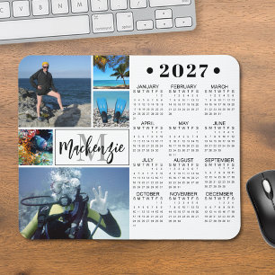 Mousepad Calendário Moderno 2026 5 Fotos Nome do Monograma