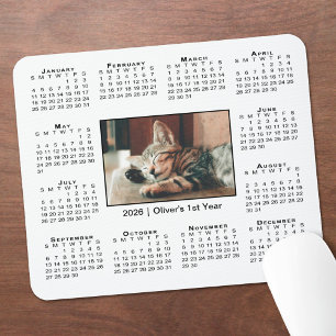 Mousepad Calendário Moderno 2026 Sua Foto Nome em Branco