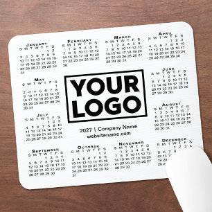 Mousepad Calendário Moderno 2027 Logotipo Empresa Negócios