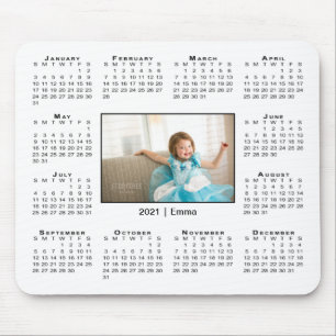 Mousepad Calendário moderno de 2021 Foto e nome em branco