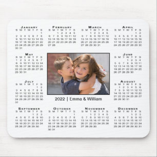 Mousepad Calendário moderno de 2022 Foto e nome em branco