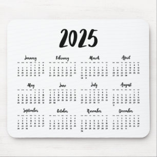 Mousepad Calendário moderno de fontes 2022