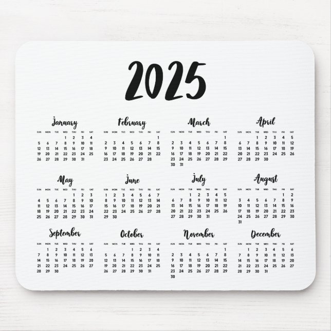 Mousepad Calendário moderno de fontes 2023 (Frente)