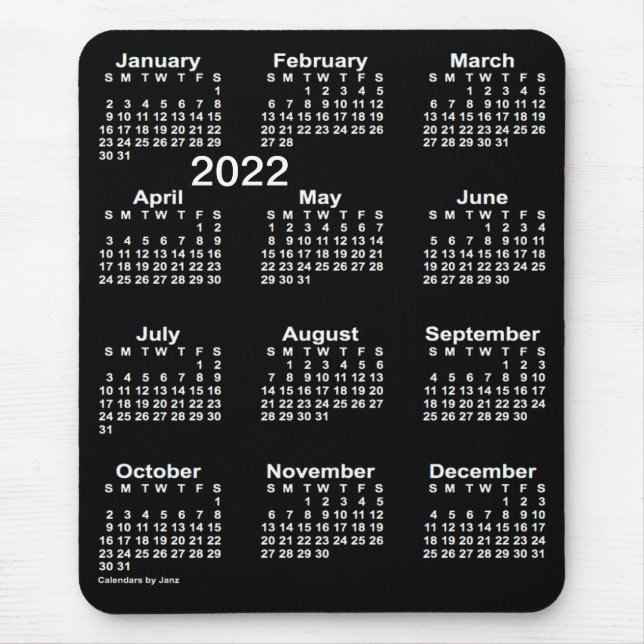 Mousepad Calendário Neon White Large Impressão de 2022, por (Frente)