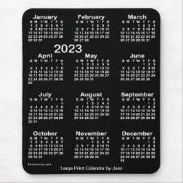 Mousepad Calendário Neon White Large Impressão de 2023 por