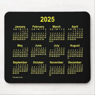 Mousepad Calendário Neon Yellow 2025 por Janz