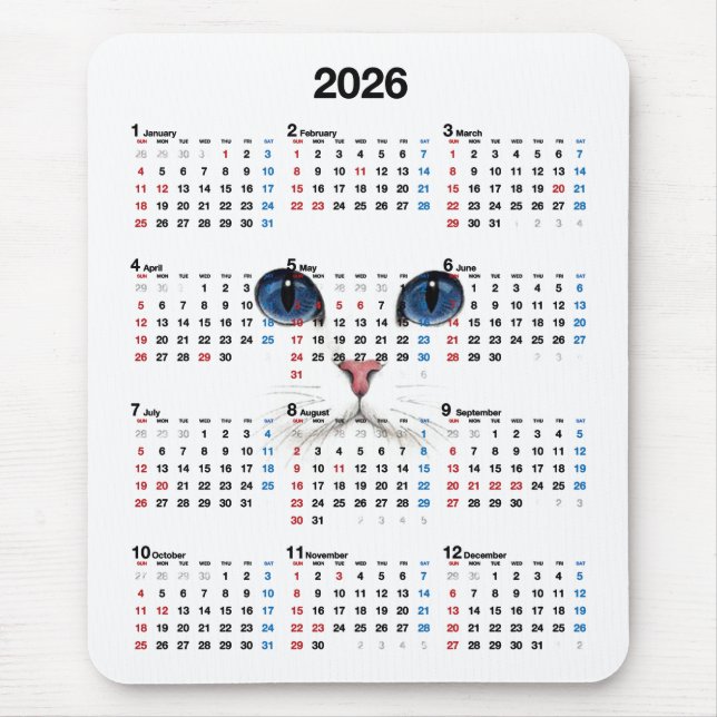 Mousepad Calendário Persa Branco 2025 (Frente)