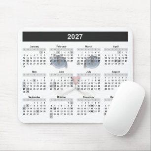 Mousepad Calendário Persa Branco 2027  