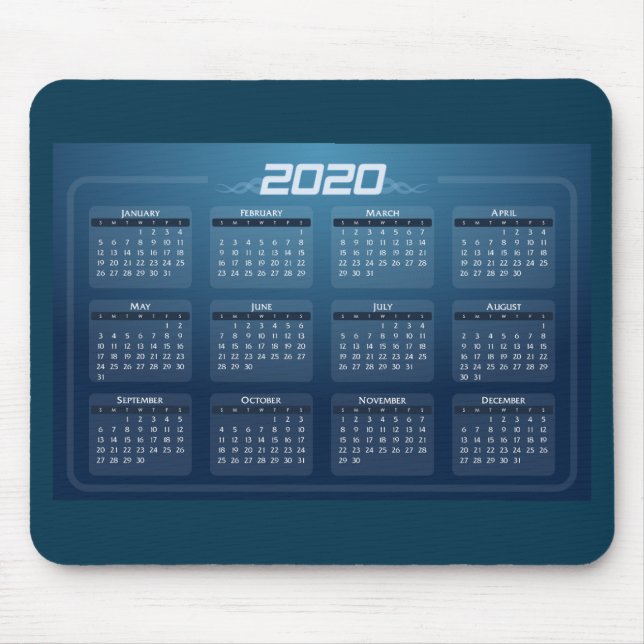 Mousepad Calendário Personalizado 2020 (Frente)