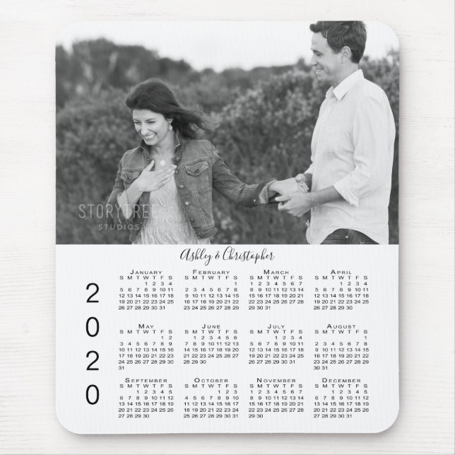Mousepad Calendário Personalizado 2020 de Sua Foto e Nomes (Frente)