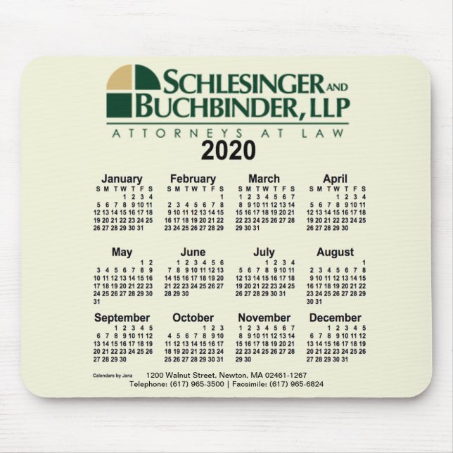 Mousepad Calendário Personalizado 2020 pelo Painel do Mouse (Frente)