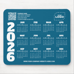 Mousepad Calendário Personalizado 2026 Negócios Código QR M