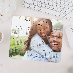Mousepad Calendário Personalizado da Família Foto 2024