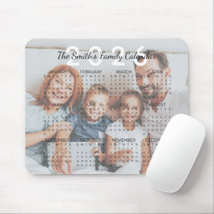 Mousepad Calendário Personalizado da Família Foto 2026