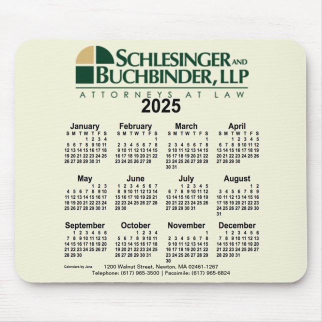 Mousepad Calendário personalizado de 2025 por Janz (Frente)
