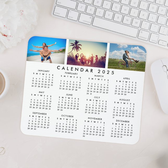Mousepad Calendário Personalizado de Colagem de Fotos 2023 (Criador carregado)