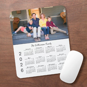 Mousepad Calendário Personalizado de Fotos Nome Branco 2026