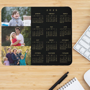 Mousepad Calendário Personalizado Família 2026 com 3 Fotos