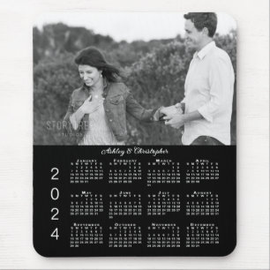 Mousepad Calendário Personalizado Preto 2024